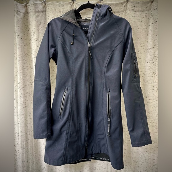 Ilse Jacobsen Hornbaek Hooded Raincoat (Navy) Sz 34. Sz 4 US. - Picture 2 of 8